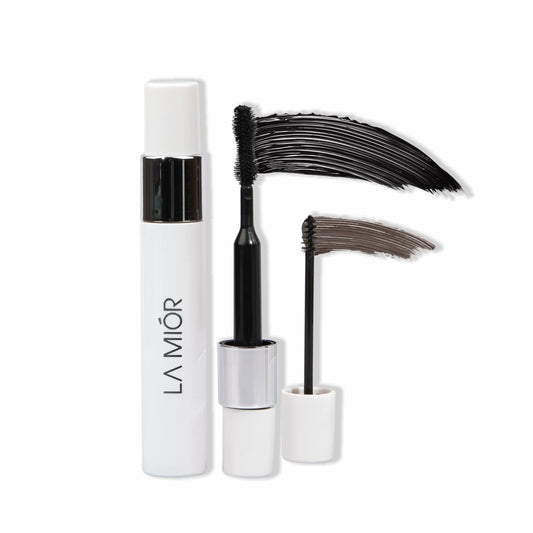 LA MIOR What The Lash! Mascara & Flexilift Brow Gel Duo - Extreme Volume + Length + Hypercurl, 24 Hr Wear, Waterproof, False Lash Effect, 2-in-1 Tinted Brow Lift with Biotin & Argan (Ultra Black)