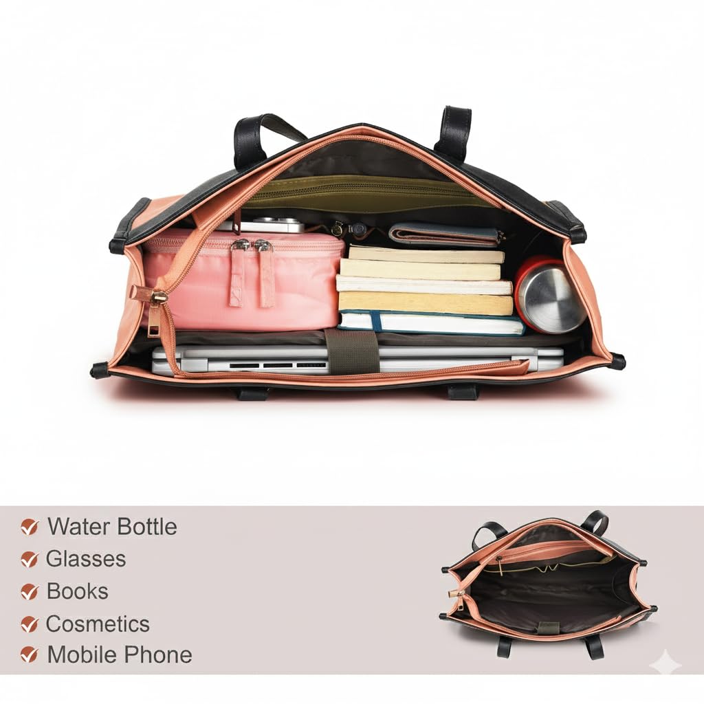 K London Vegan Leather Handbag For Women-Girls | Satchel Bag for Womens | Fit Upto 14 Inch Laptop | Shoulder Bag | Ladies Purse | Tote Bag With Top Double Handle Handbag For Women