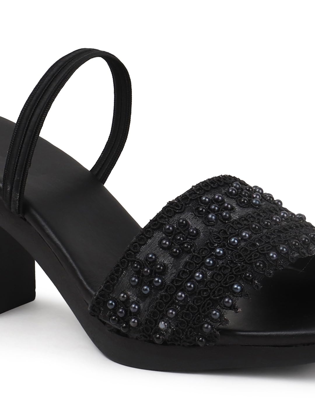 SVYA Comfortable Heel Sandals for Women and Girl (Black, UK Footwear Size System, Adult, Women, Numeric, Medium, 4)