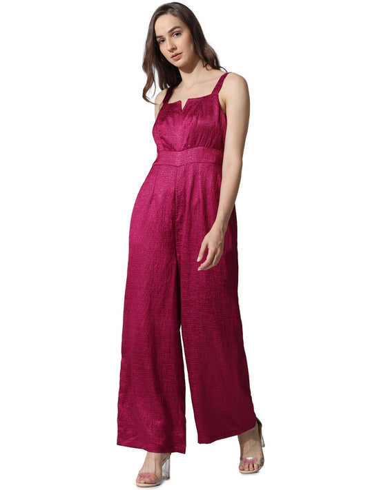 ONLY Women Solid Polyester Blend Full Length Pink Jumpsuit