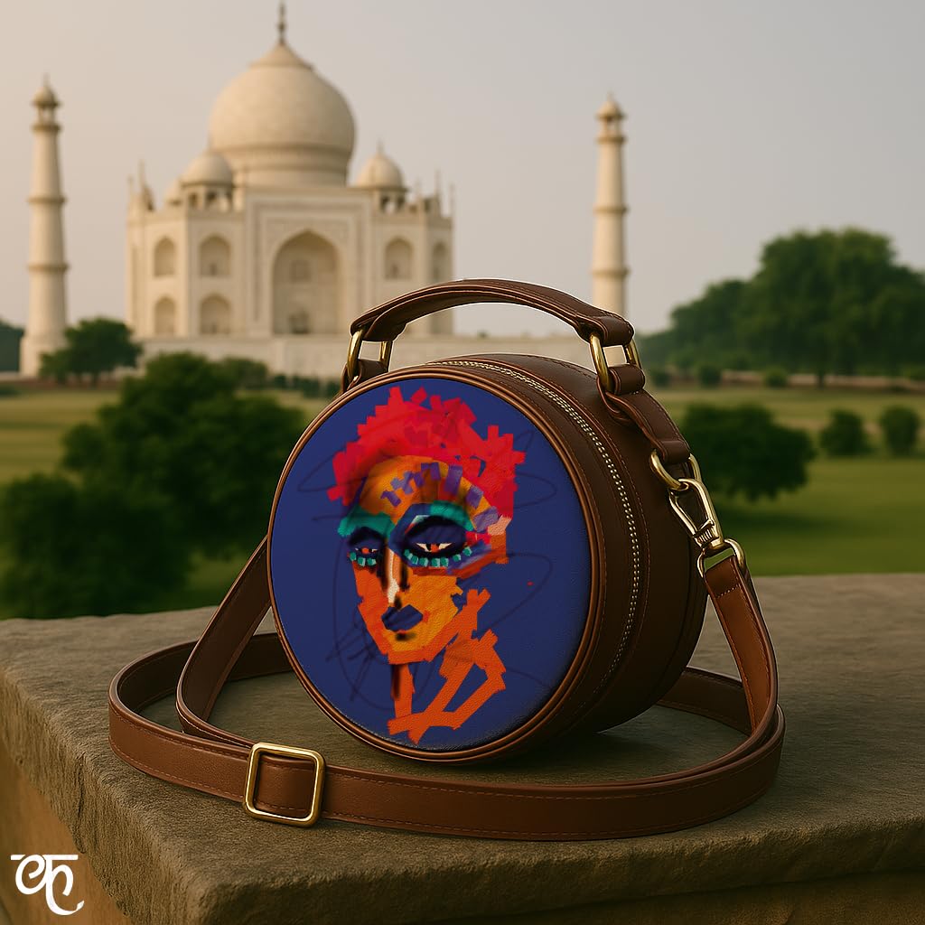 Kalankit Round Sling For Women | Girls Crossbody Bags | Side Bags With Adjustable Strap | Travel Box Sling Bags | Bold Girl