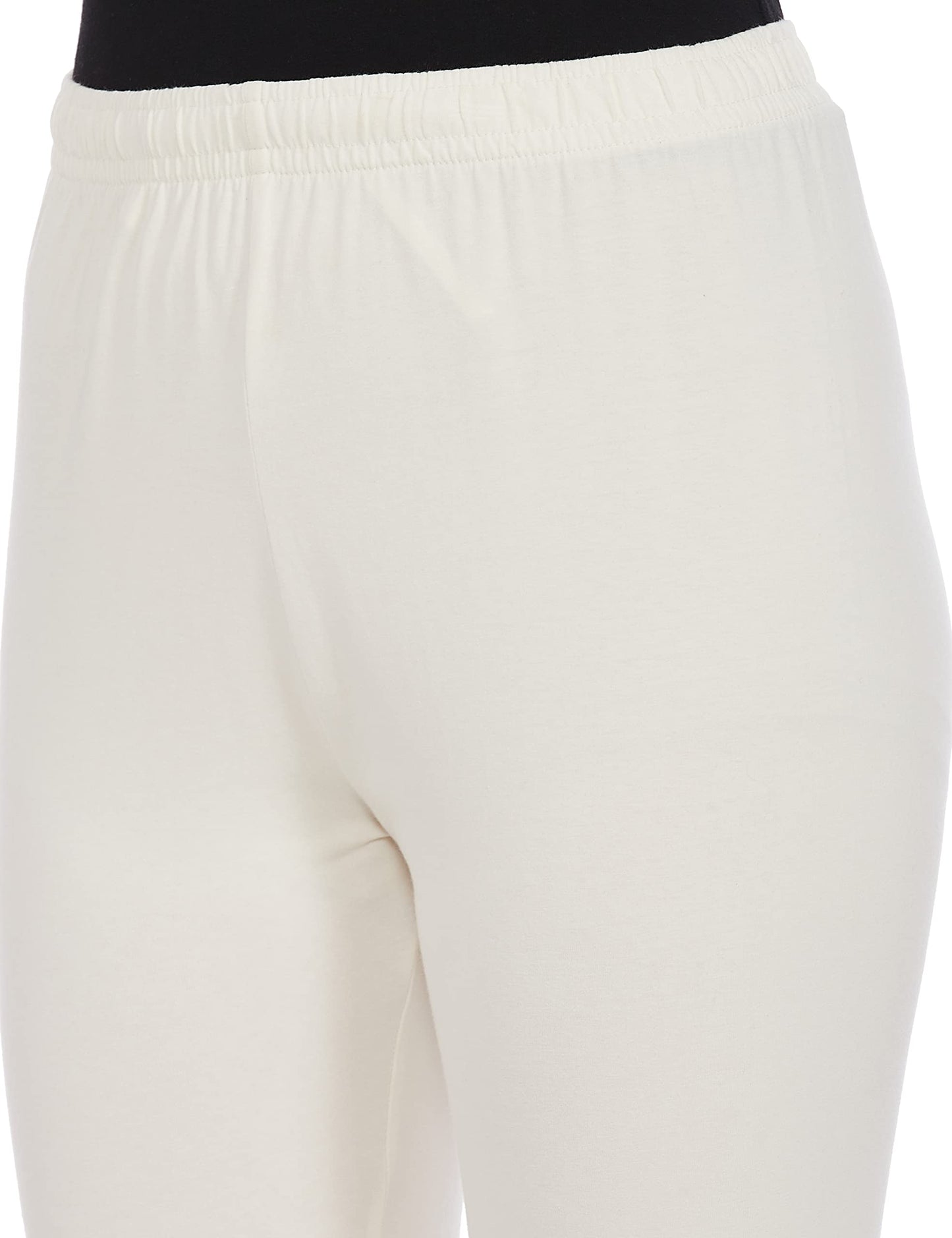 Max Women Regular Fit Solid Mid Rise Elasticated Churidar (NOOSKC21OW_Off White_XL)