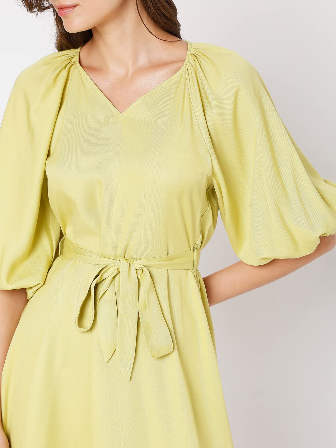 Vero Moda Women's Rayon A-Line Knee-Length Dress (118273202- Celery_M) Green
