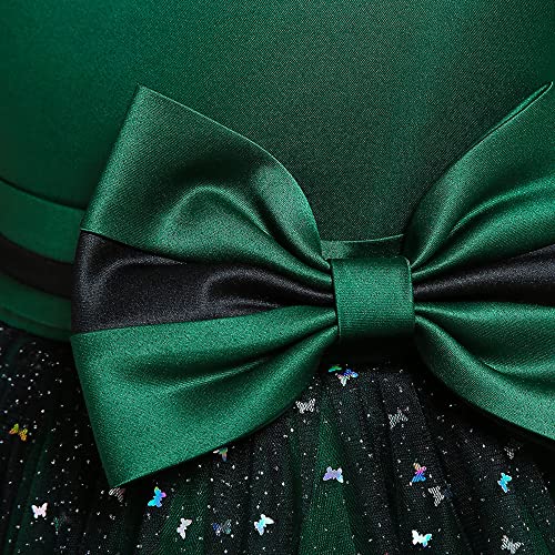 Hopscotch Girls Polyester Bow Applique Party Dress in Green Color For Ages 3-4 Years (XIP-4124424)