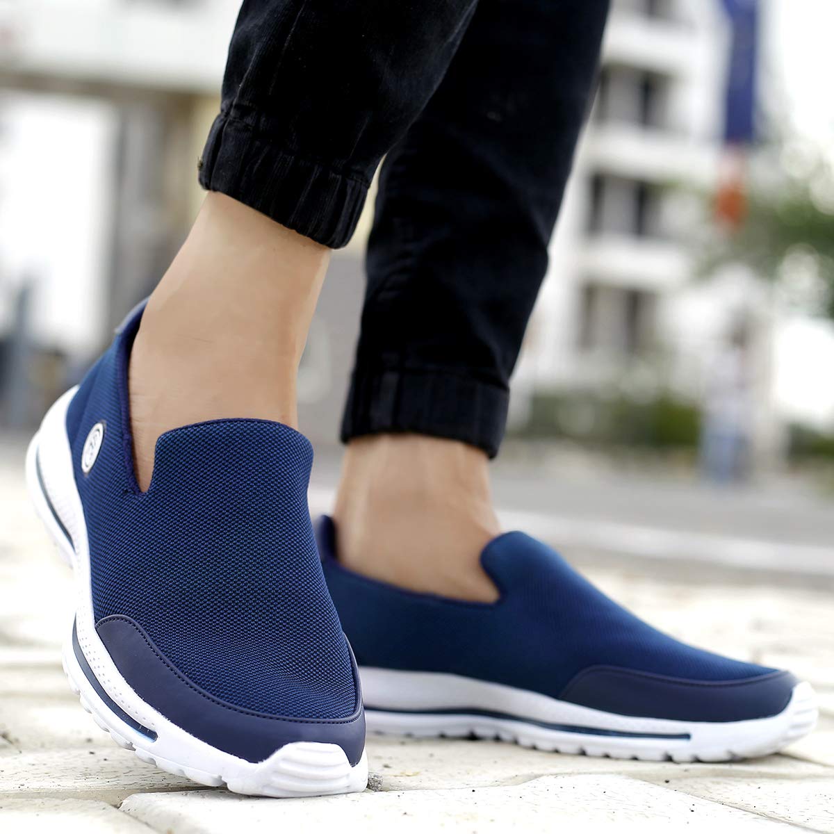 Bacca Bucci® Performance Men's Athletic Walking Comfortable Lightweight Incredible Walking Shoes for Men- Blue, Size UK12