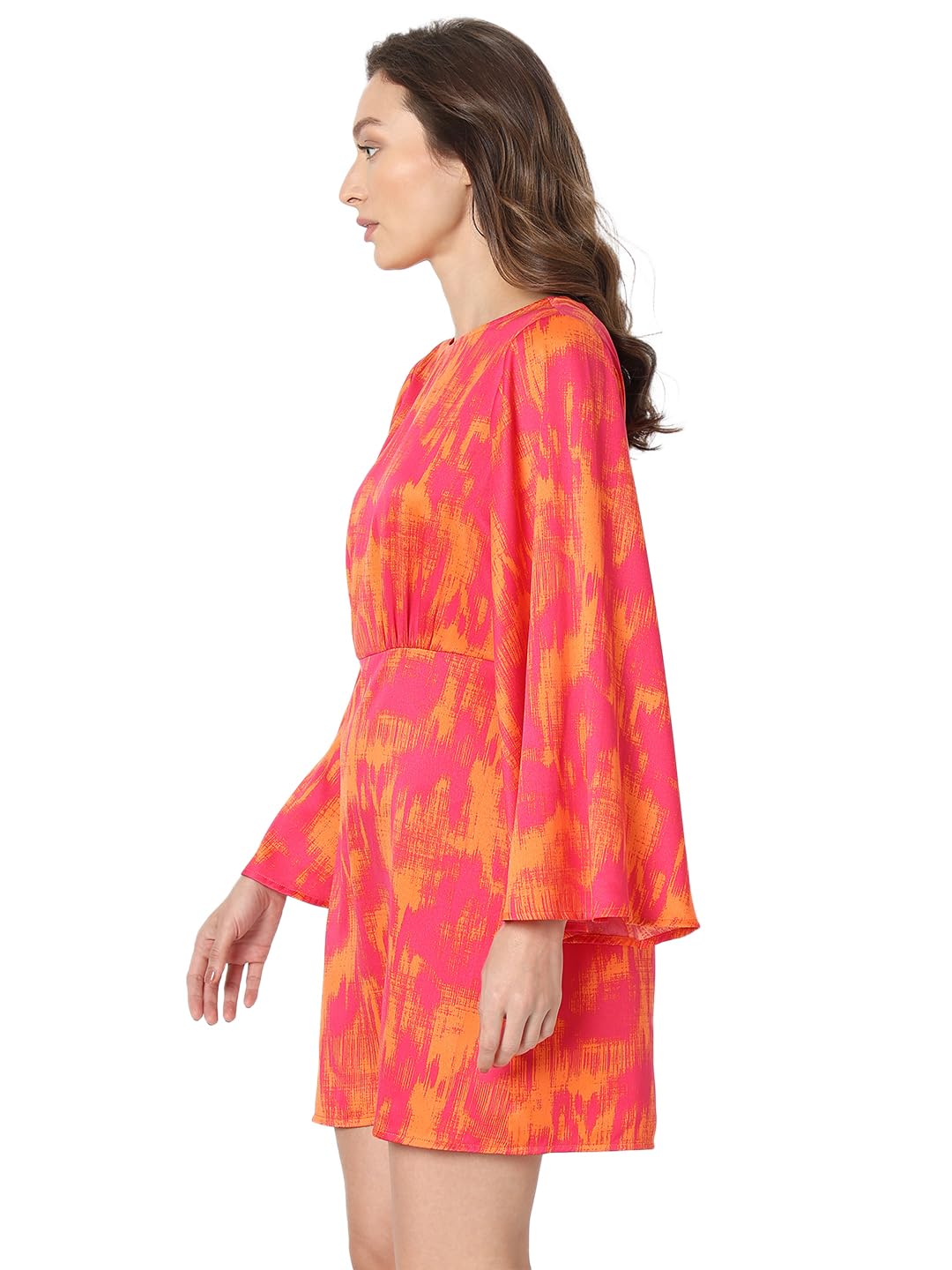 Vero Moda Women's Polyester Shift Above The Knee Dress (10319889-Pink Peacock_Pink