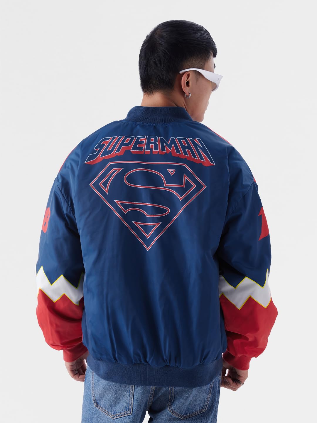 The Souled Store Superman: Kal-El Men Racer Jackets Jackets Winter Coats Outerwear Bomber Puffer Windbreaker Hooded Quilted Lightweight Warm Stylish Fashionable Casual Trendy Classic Motorcycle