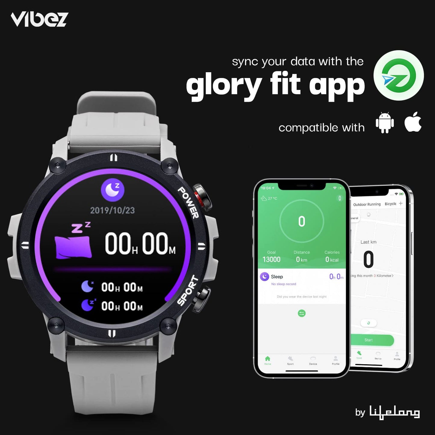 Vibez by Lifelong Haile Smartwatch For Men with HD Display|24x7 Heart Rate & Blood Oxygen Tracking|24 Sports Mode|Sleep Monitor|IP67 Waterproof|7 days Battery Backup (VBSWM1008, 1 Year Manufacturer Warranty, Grey)