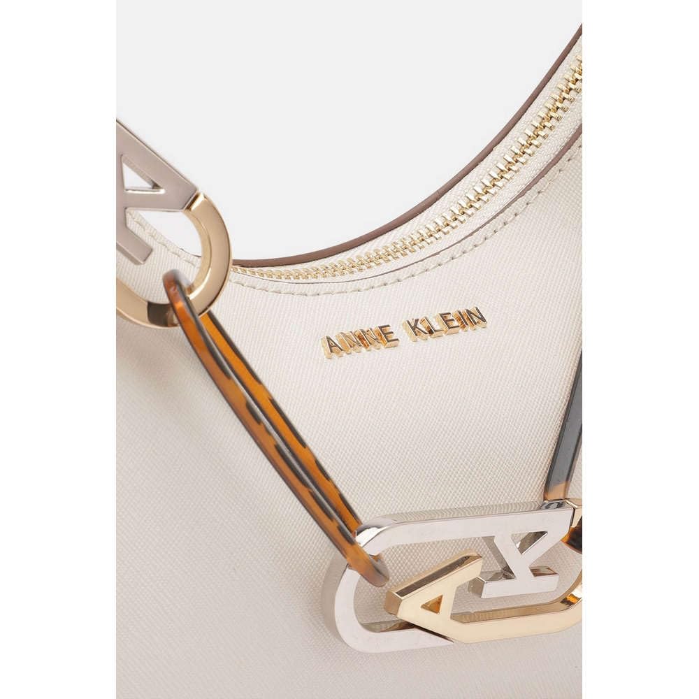 Anne Klein Faux Leather Zipper Closure Women's Shoulder Bag (Grey, XL)