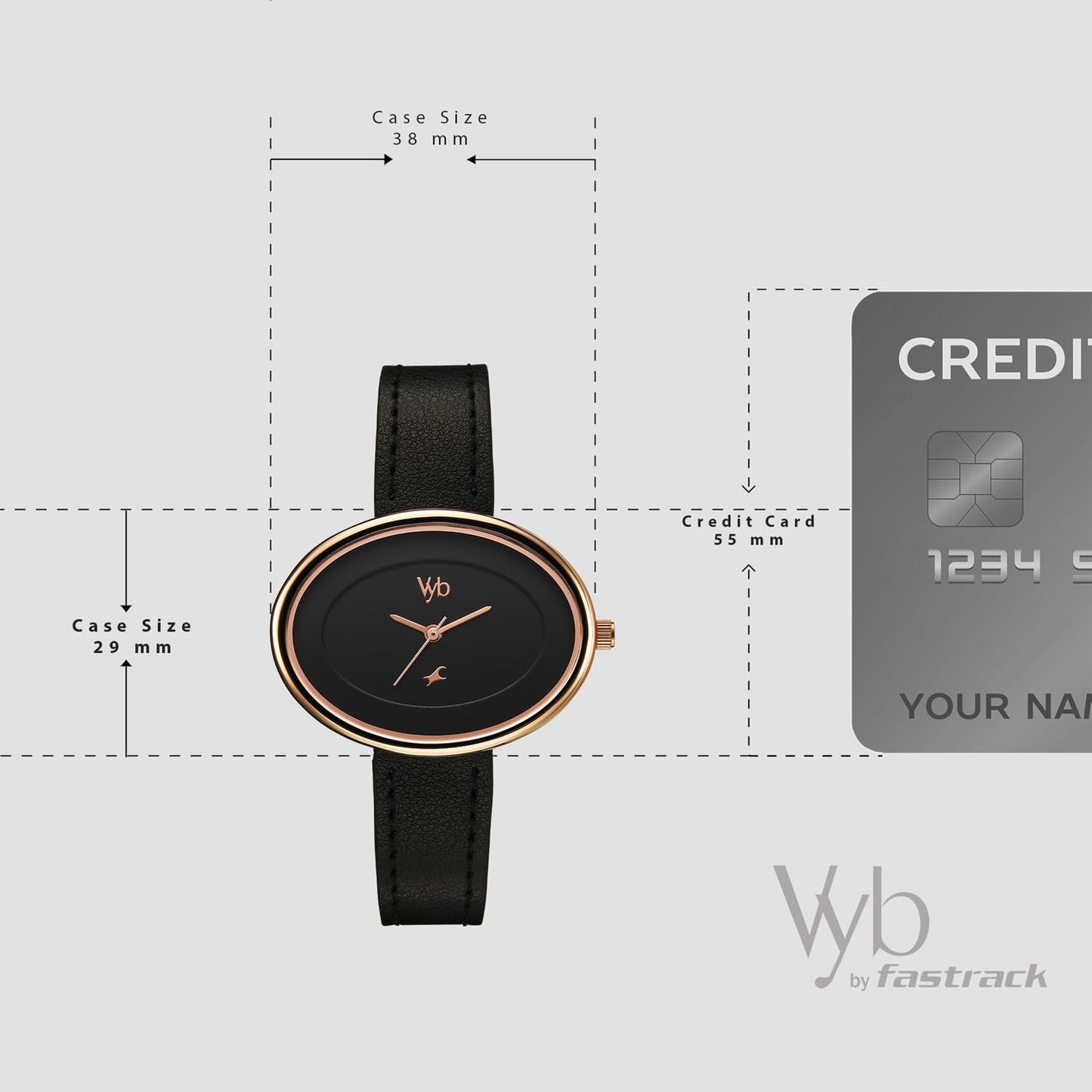 Fastrack Vyb Mirage Quartz Analog Black Dial Black Split Leather Strap Watch for Women - FV60103WL01W