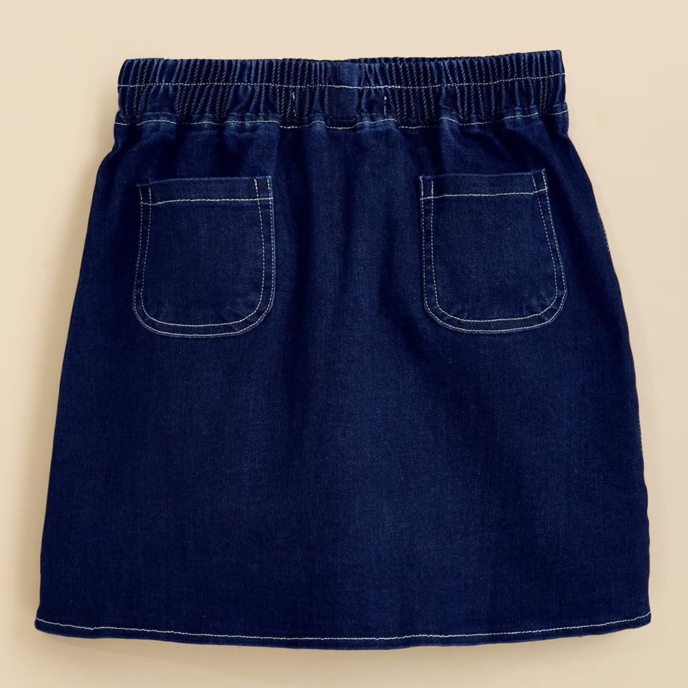 Hopscotch Girls Regular Fit Navy Solid Print Skirts for Ages (7-8 Years)