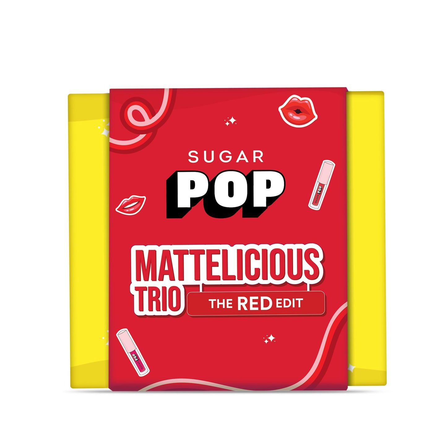 SUGAR POP Mattelicious Trio - The Red Edit - 4.8 ml | Set of 3 Red Matte Lipcolours | Non-drying | Transfer-proof | Smudgeproof