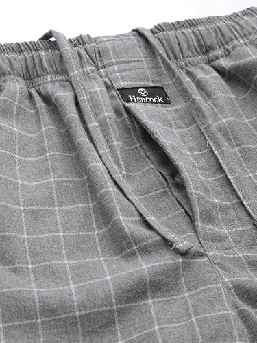 Hancock Men Cotton Checked Pyjama Set Grey Size M