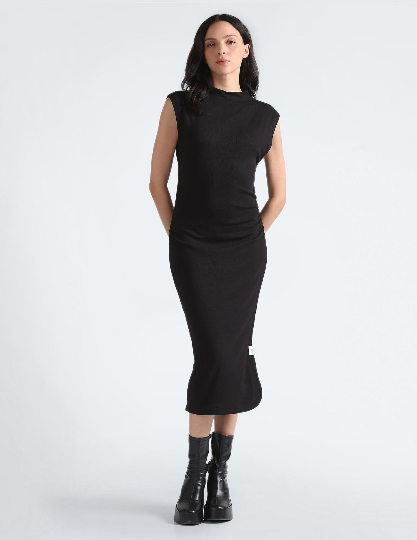 Calvin Klein Cotton Blend Black Patch On Women Dress (J221396BEH) - Size XL