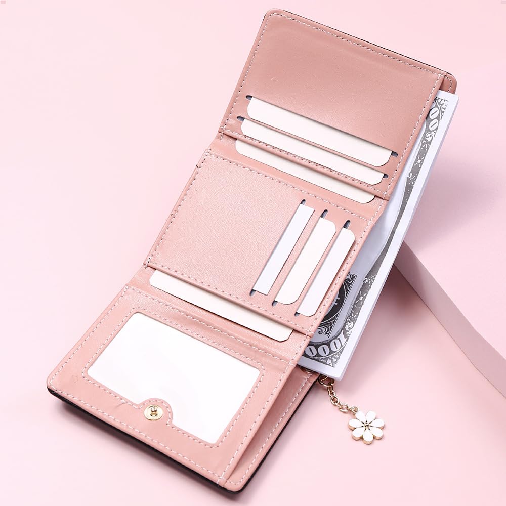 Alexvyan Black Hello Small Tri-Fold Women's Purse Wallet Card Organizer Female Hand Purse Clutch Women/Ladies/Girls Wallets 5 Card Holder 1 Long & 1 Small Pocket