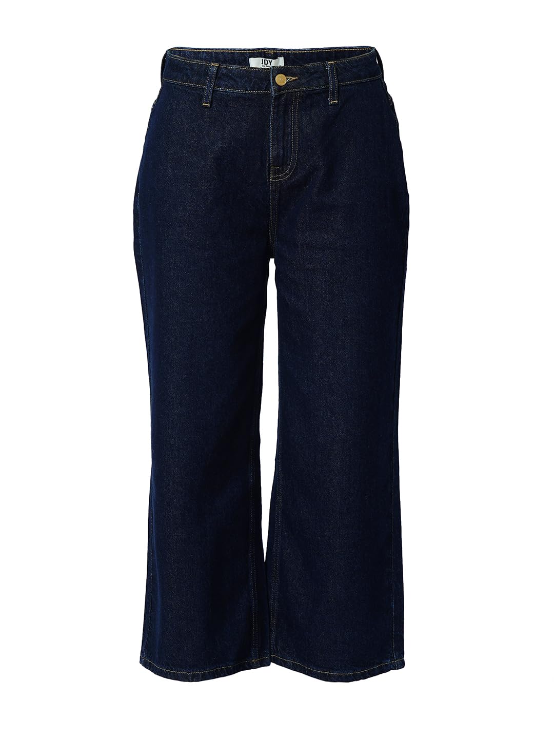 ONLY Women Solid Cotton Wide Leg High Rise Regular Length Blue Jeans