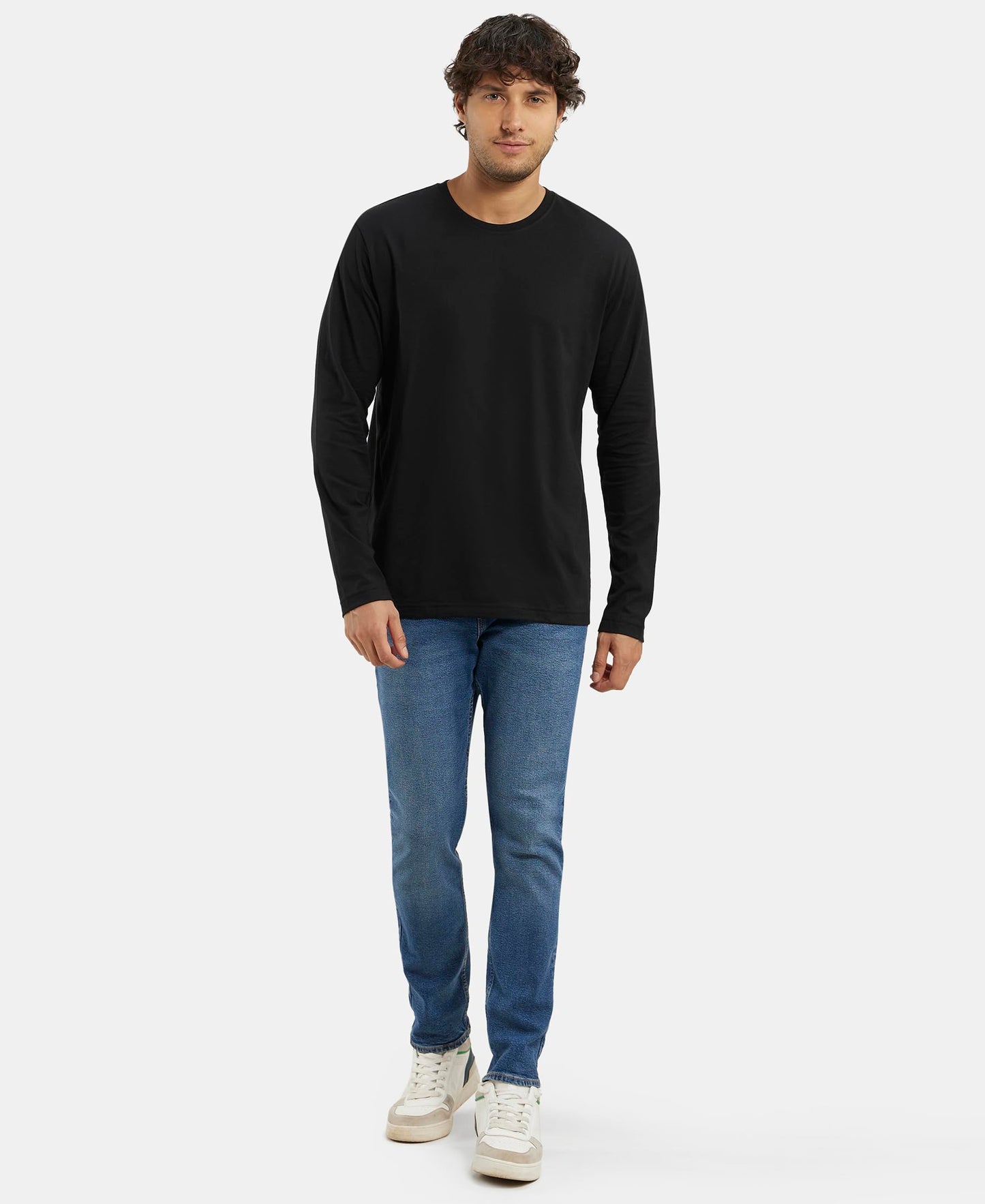 Jockey Men's Regular Fit Round Neck Full Sleeved T-Shirt AM95_Black_L