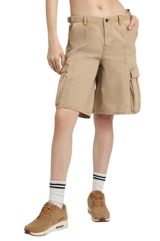 FOREVER 21 Women's Boxer Shorts (FWS24CSRF0009_Khaki