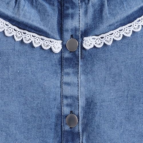 Hopscotch Girls Full Sleeves Blue Lace Trim Denim Jacket For Ages(5-6 Years)