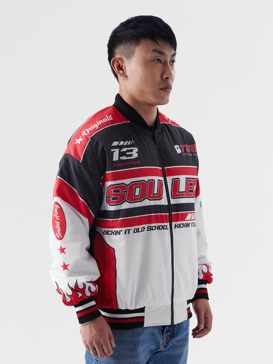 The Souled Store TSS Originals: Adrenaline Rush Men Racer Jackets Jackets Winter Coats Outerwear Bomber Puffer Windbreaker Hooded Quilted Lightweight Warm Stylish Fashionable Casual Trendy Classic