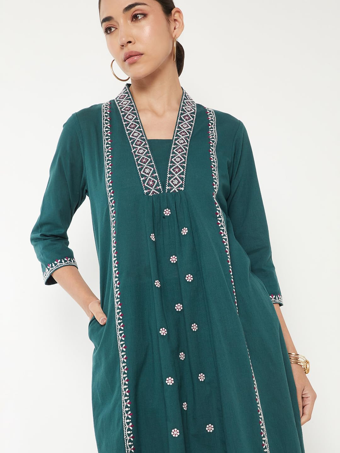 Max Women Embroidered A-Line Kurta Set (Green_XL)