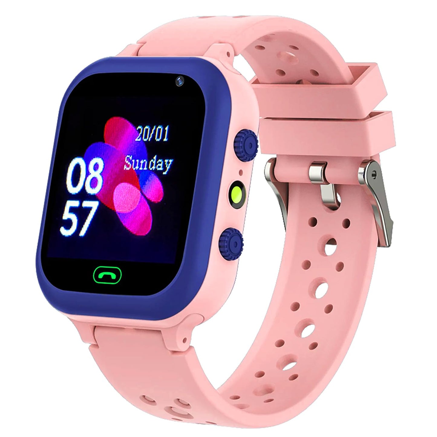 PunnkFunnk Kids Smart Watch 1.44" TFT Display, 4G Sim Card Phone with Long-Lasting Voice Call, Kids GPS, Music Player, Alarm Clock, Games, & IP67 Waterproof(Pink)(Made by MELBON)
