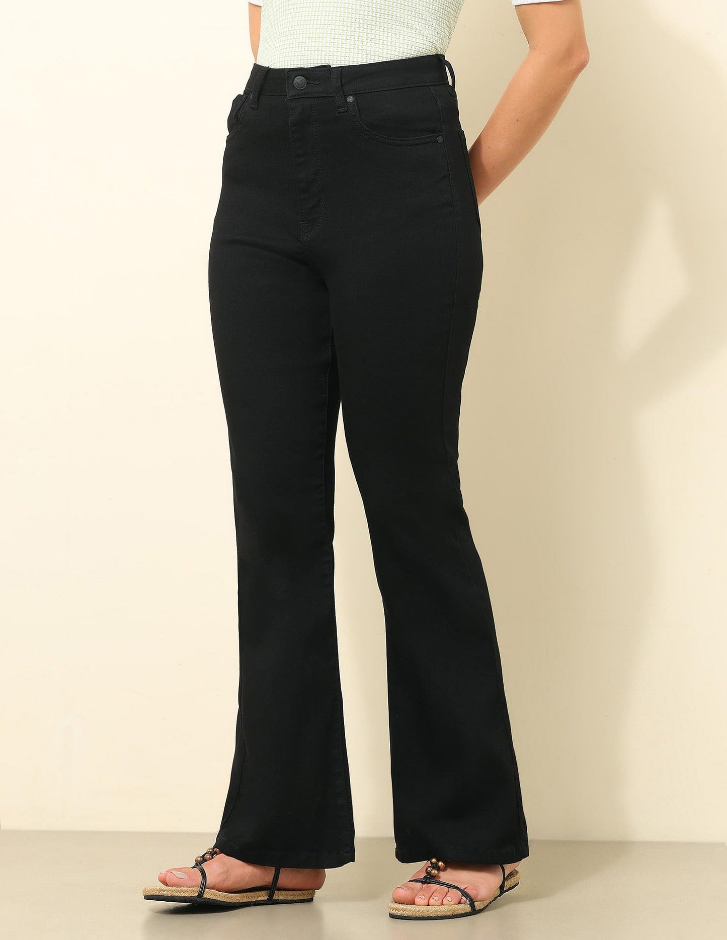 U.S. Polo ASSN. Ultra-High Rise Flared Fit Jeans (UWSS25JEN327_Black_28)