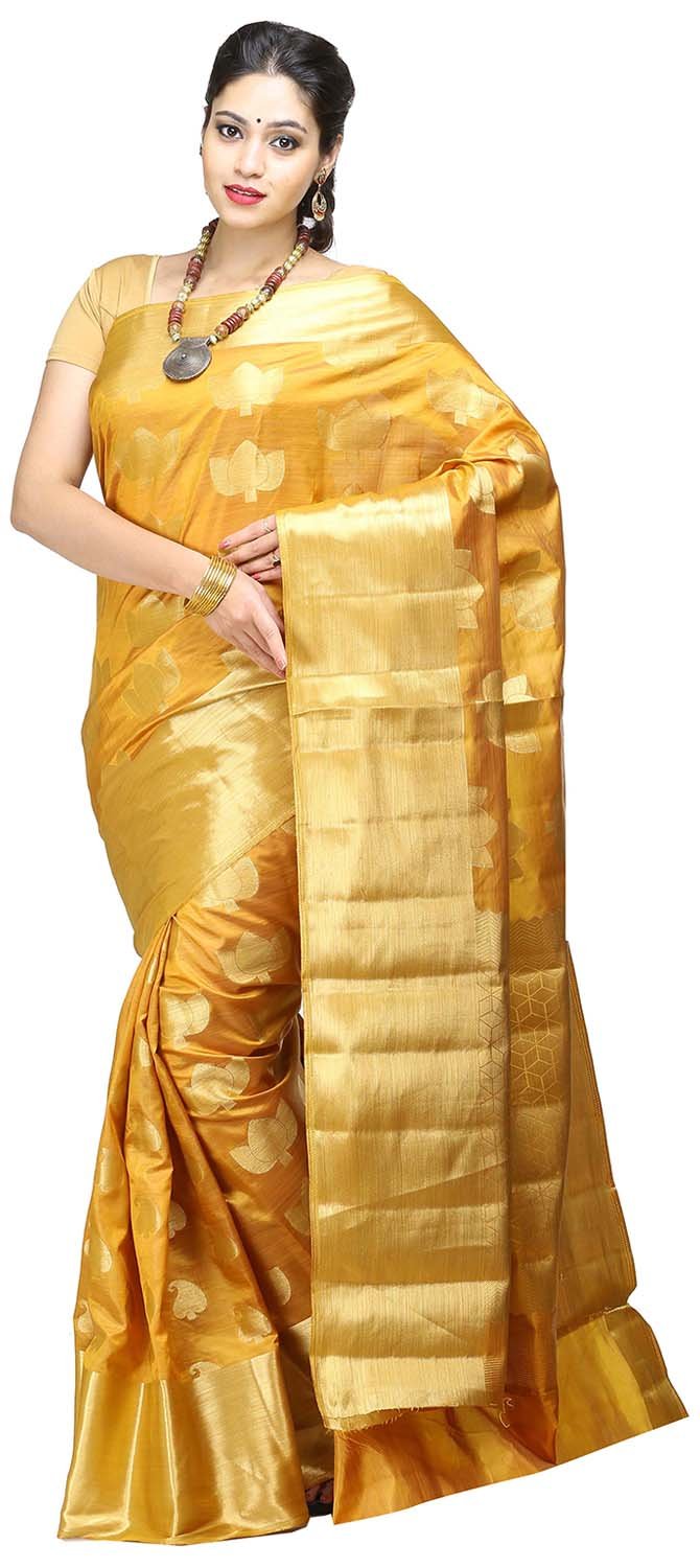 Kashish Women's Tassar Silk Saree with Blouse Piece