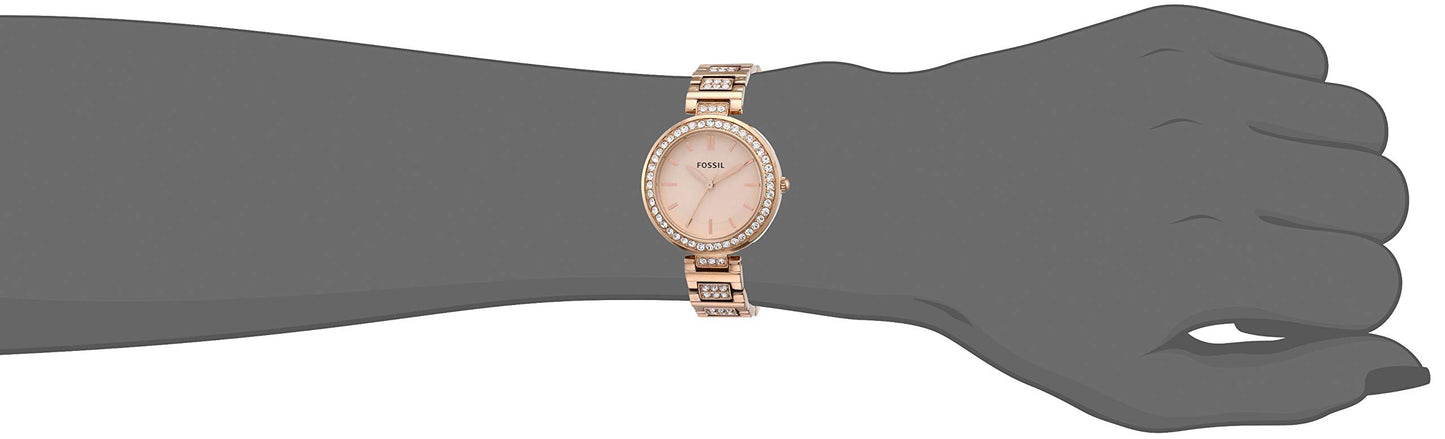 Fossil Stainless Steel Women Karli Rose Gold Dial Analog Watch Bq3181, Rose Gold Band