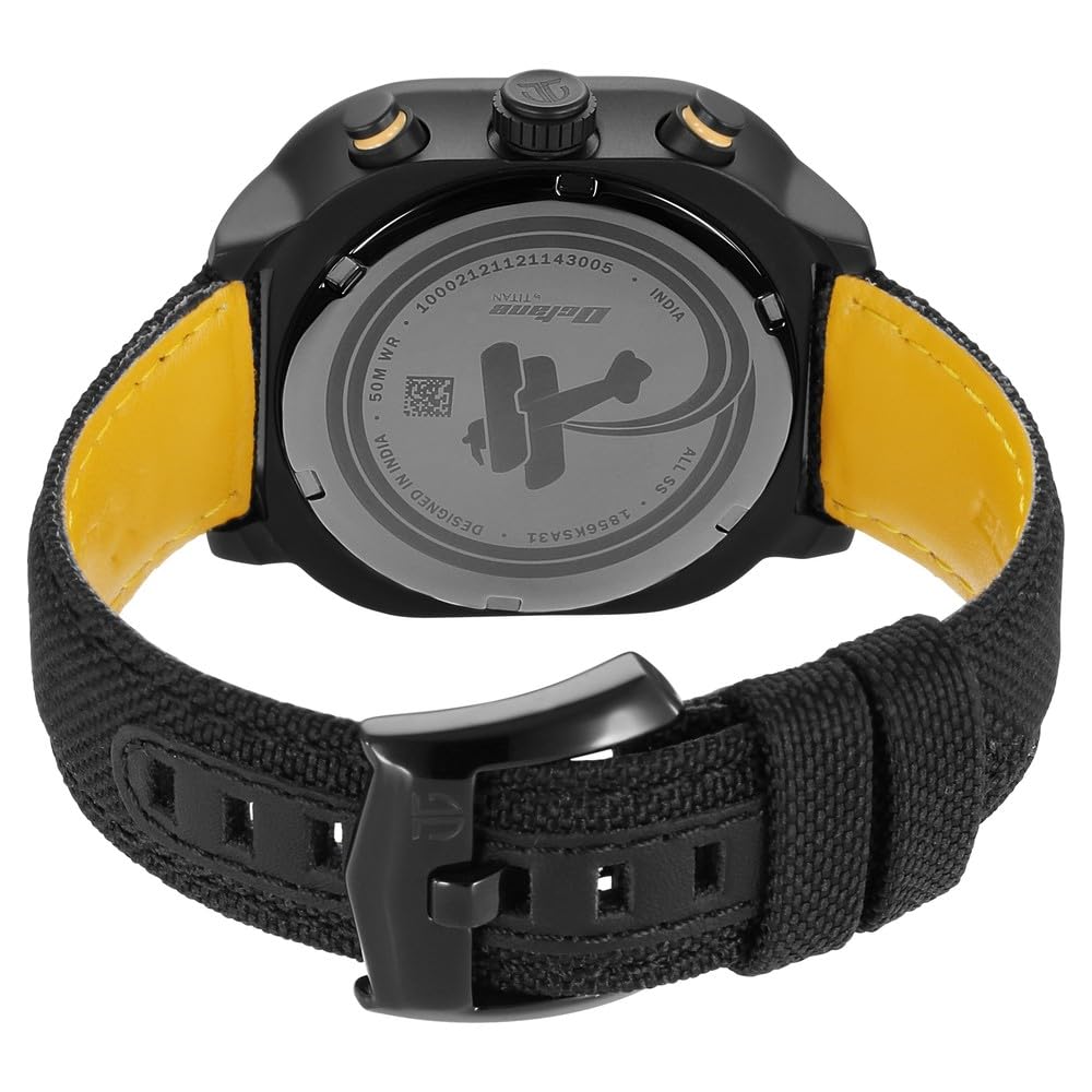 Titan Octane Aerobatics Quartz Chronograph Black Dial Black Fabric Strap Watch for Men - NT1856NL01