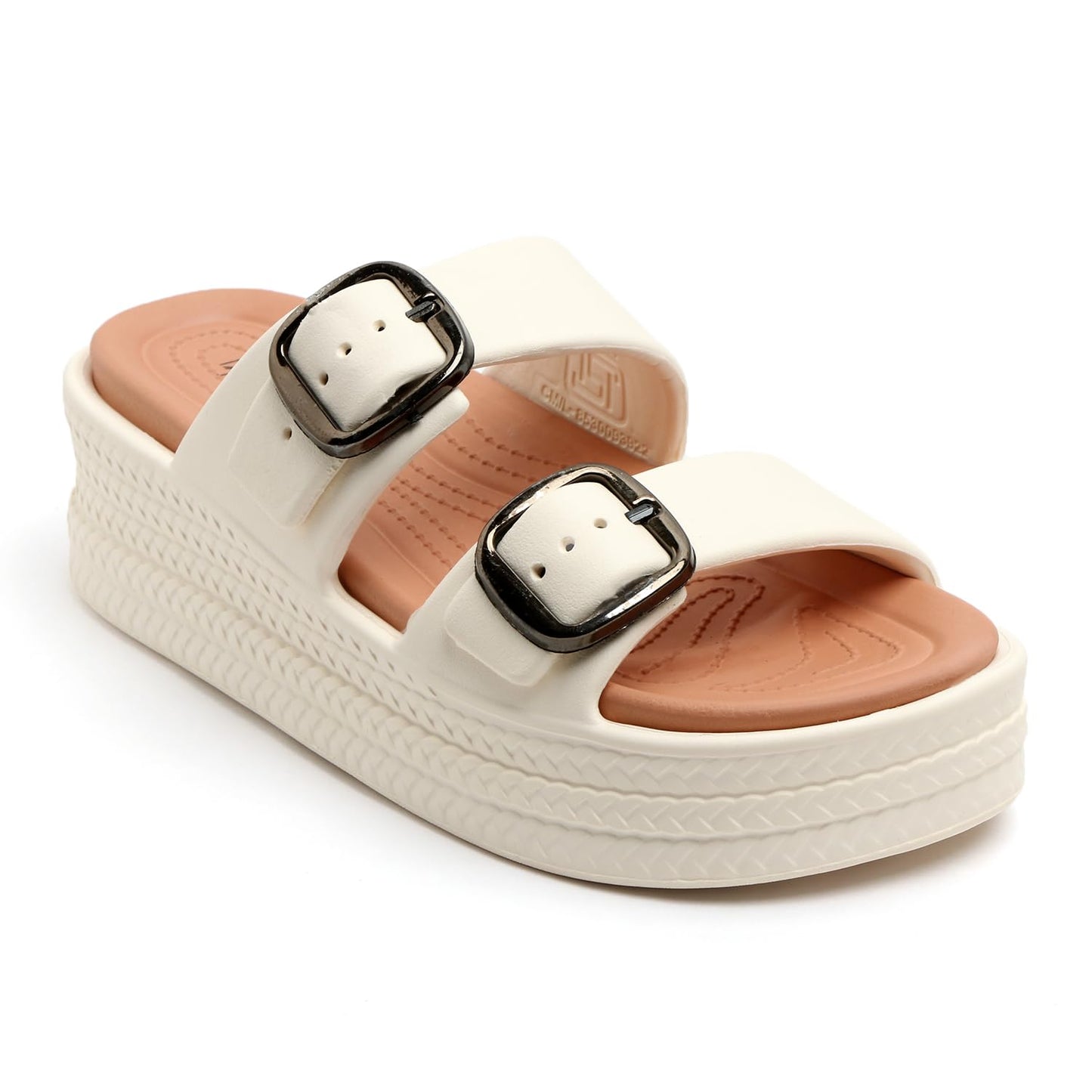 Essence Women Buckle Sandals with Super Soft Insole | Ergonomic Footbed | Lightweight | Platform Heel | Cushioned Sole | Suggested by Doctors I Latest, Stylish and Trendy Slip-Ons for Girls and Ladies