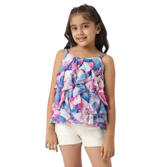 Nautinati Girls Printed Cotton Blend Top | Age 4–8 Years Multicolour