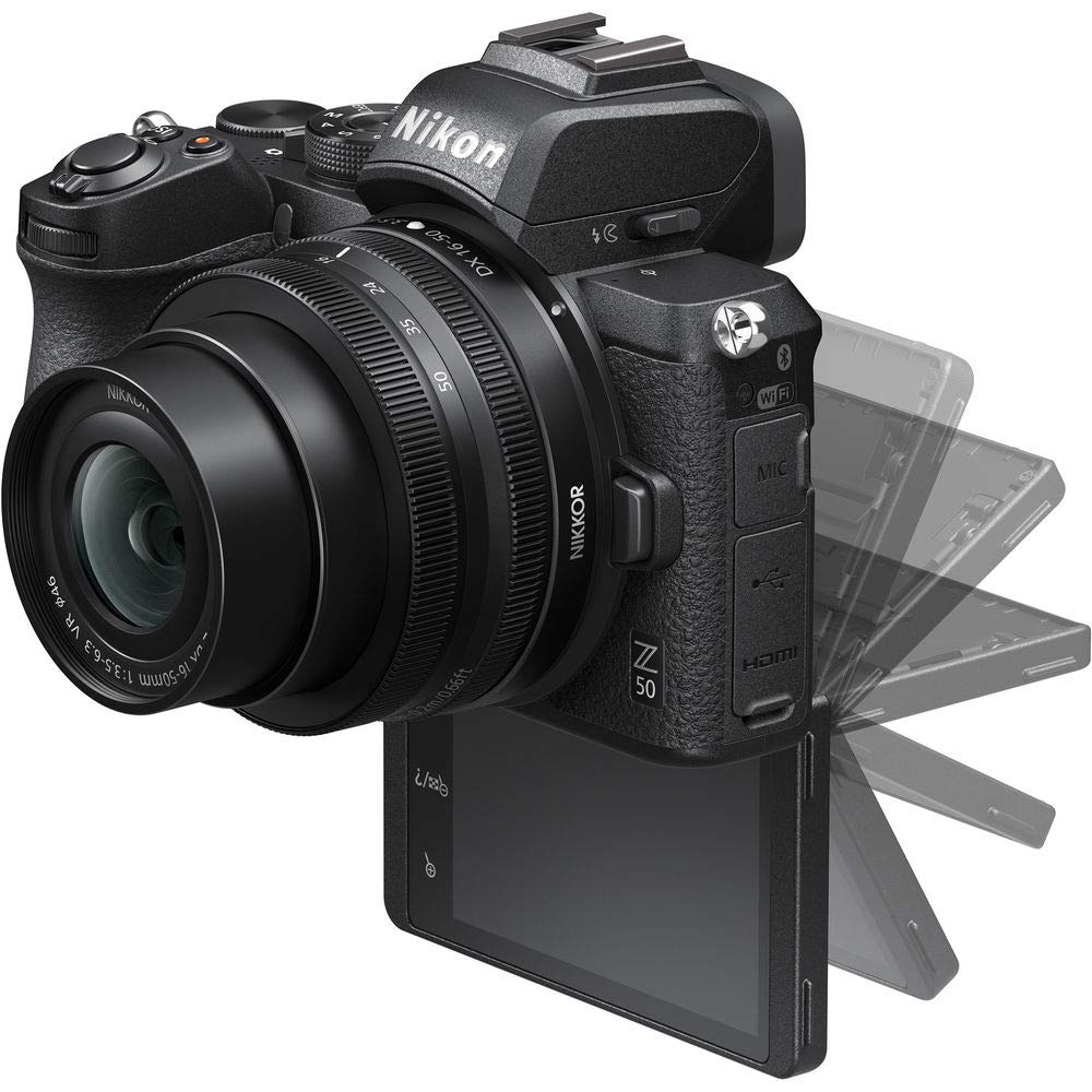 Nikon Z50 Mirrorless Camera with Z DX 16-50mm f/3.5-6.3 VR & Z DX 50-250mm f/4.5-6.3 VR Lens with Additional Battery & 64 GB SD Card