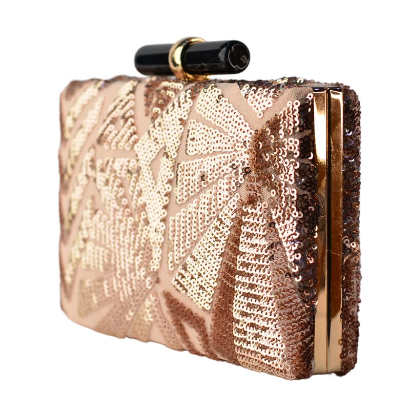 Artklim Sequins Design Peach Clutch