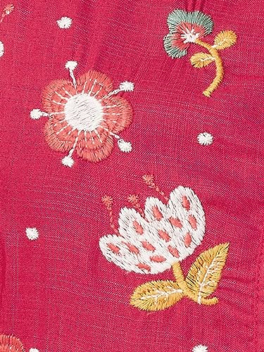 Max Women Embroidered Fit & Flare Midi Dress (EMBDRS33008RED)_XL