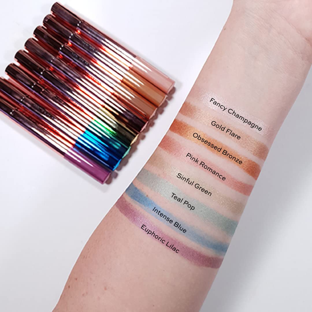 Makeup Revolution- Lustre Wand Shadow Stick- Euphoric Lilac | Ultra-pigmented & Shimmery lids | Seamless glide | Buildable, Metallic Formula | Sponge to dab & blend the shades-1.6 g