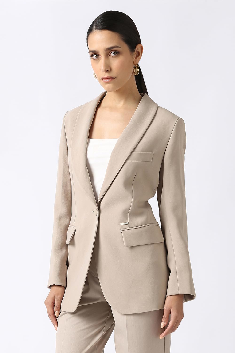 Van Heusen Women's Blazer (VWBZFRGF216256_Beige