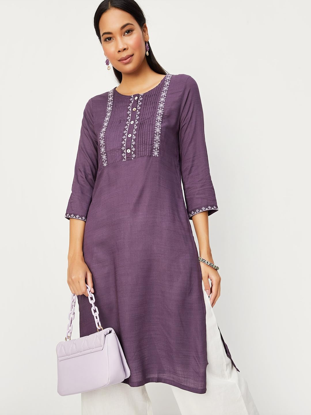 Max Women's Rayon Straight Fit Regular Kurta (Wwsu31006Purple_Purple), XL