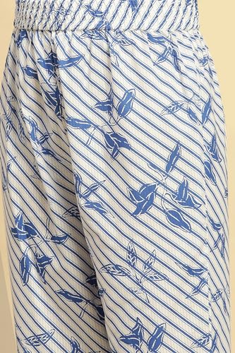 W for Woman Women's Cotton Kurta & Straight Pant (24FEWS10735-123552_Royal Blue