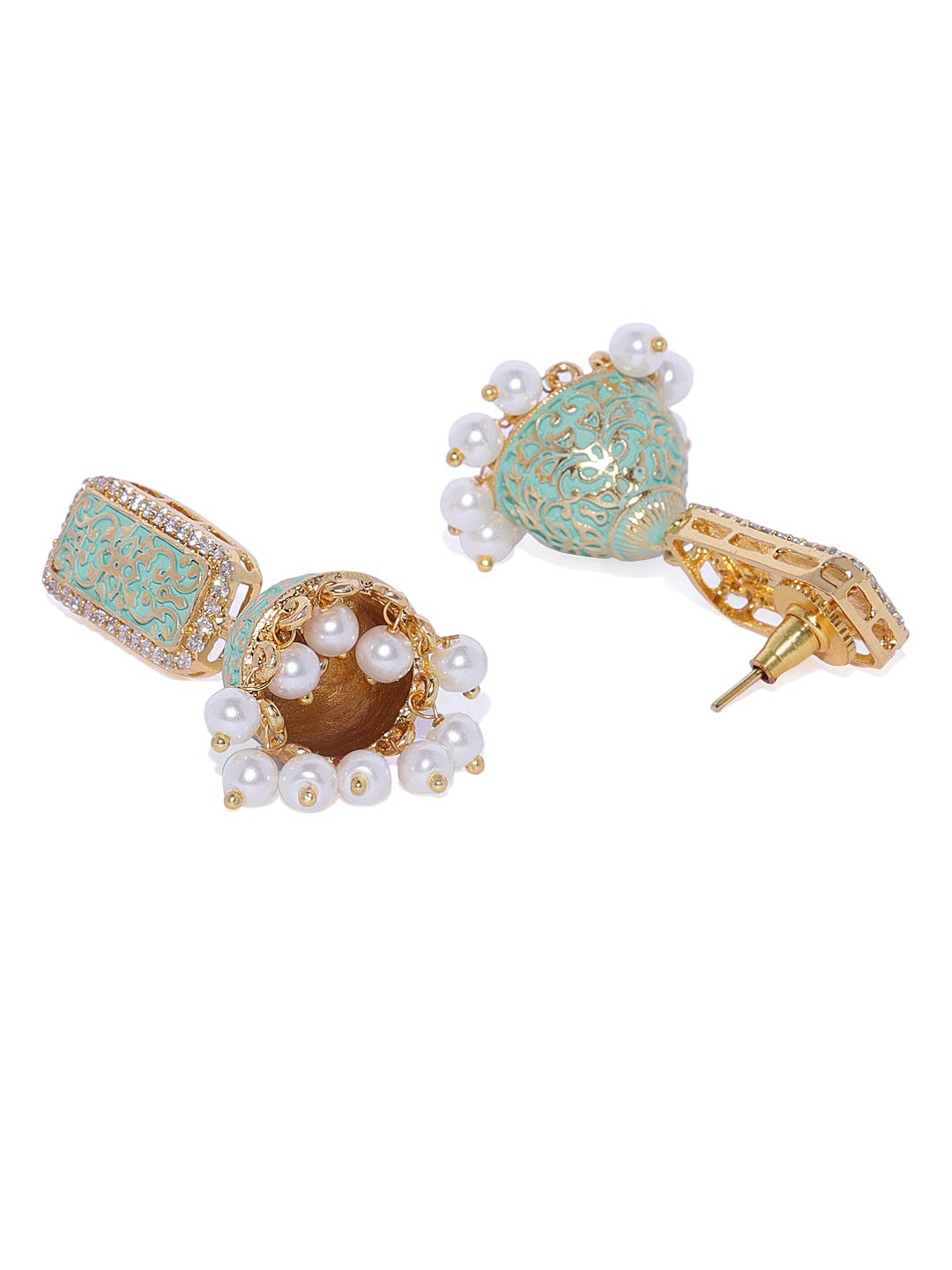 Accessher Jhumki Earrings With Ivory Enamel Jhumki Earrings for women and girls pair of 1