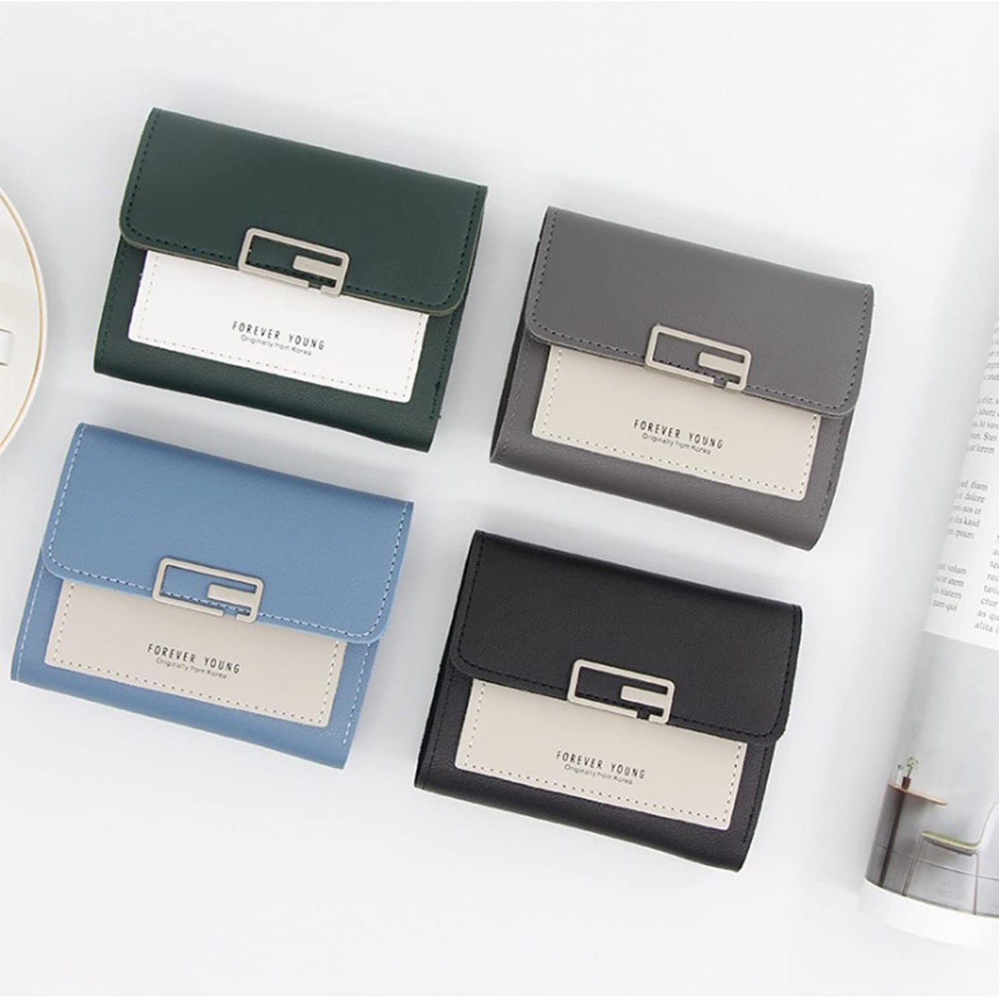 ARURA (LABEL) Women's Small Wallet Tri-Fold Clutch Multi-Functional PU Bag Wallet (Multi Color)