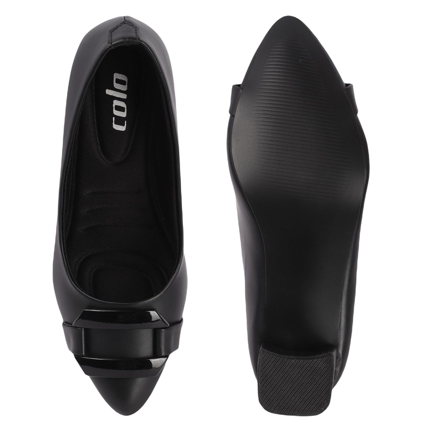 Colo Women's Pointed Toe Block Heel Pumps HD-53 Black Size 5 UK