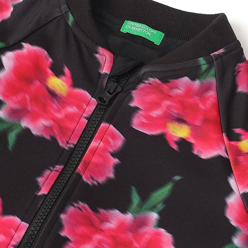 United Colors of Benetton Regular Fit Band Neck Floral Print Light Weight Jacket