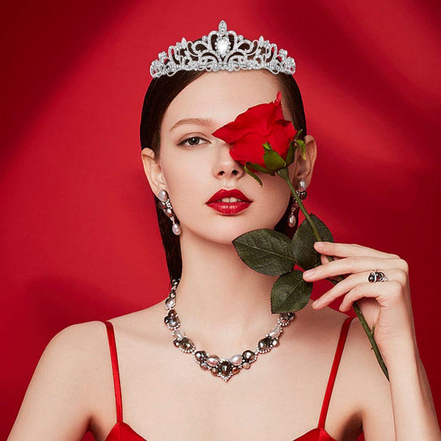 MIVAIUN Silver Crystal Tiara Crowns Tiara Crown Crystal Crown Rhinestone with Comb Wedding Bridal Rhinestone Crown Bridal Wedding Prom Birthday Tiara Cosplay Party Costumes for Women Girls, 18CM,