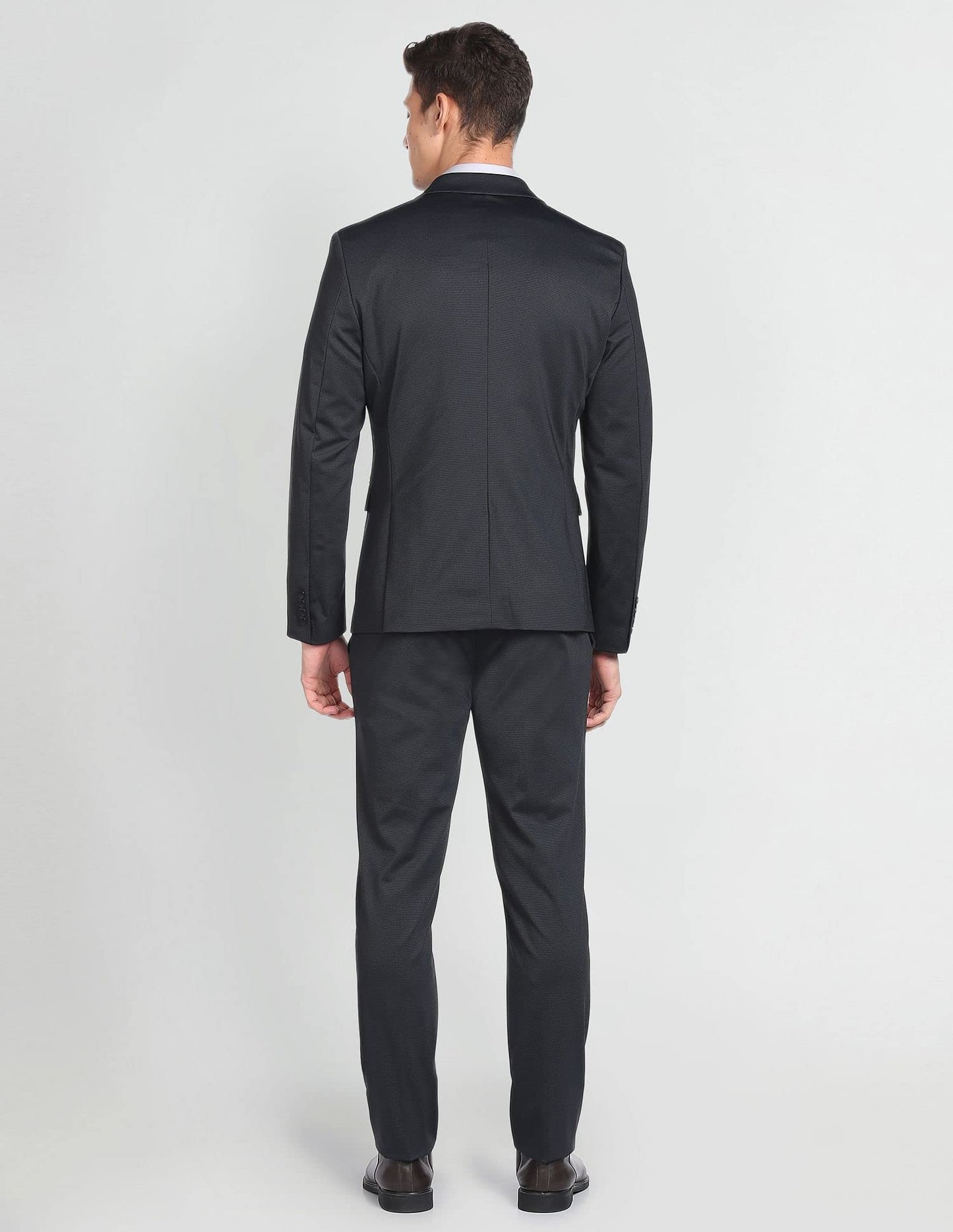 Arrow Men's Nylon Zero Calorie Slim Fit Printed Knit Suit (ARAFSU5508_Black