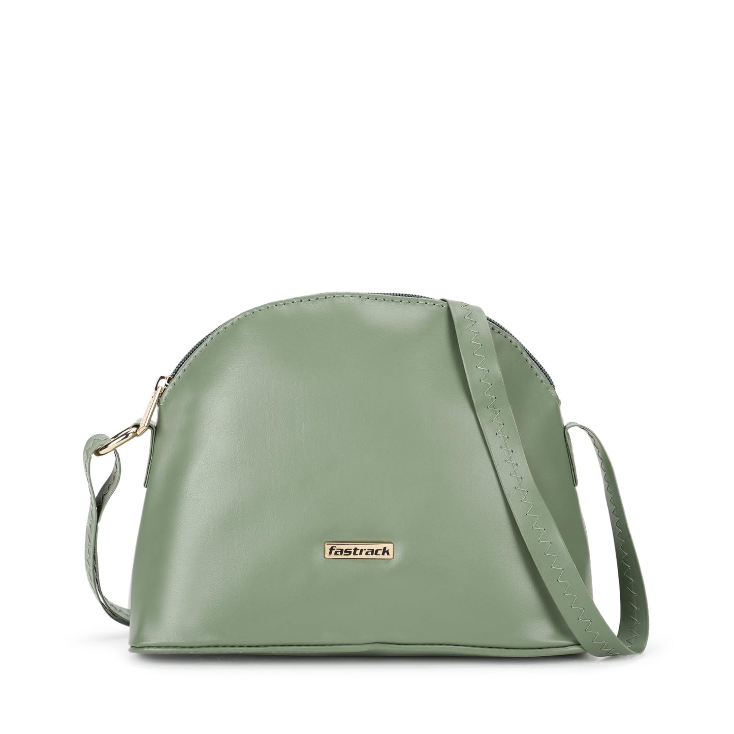 Fastrack Sling Bag | Faux Leather Sling With Adjustable Belt and Quick Access Pocket | Zip Closure and Spacious Interior | Trendy Women's Handbags, Green