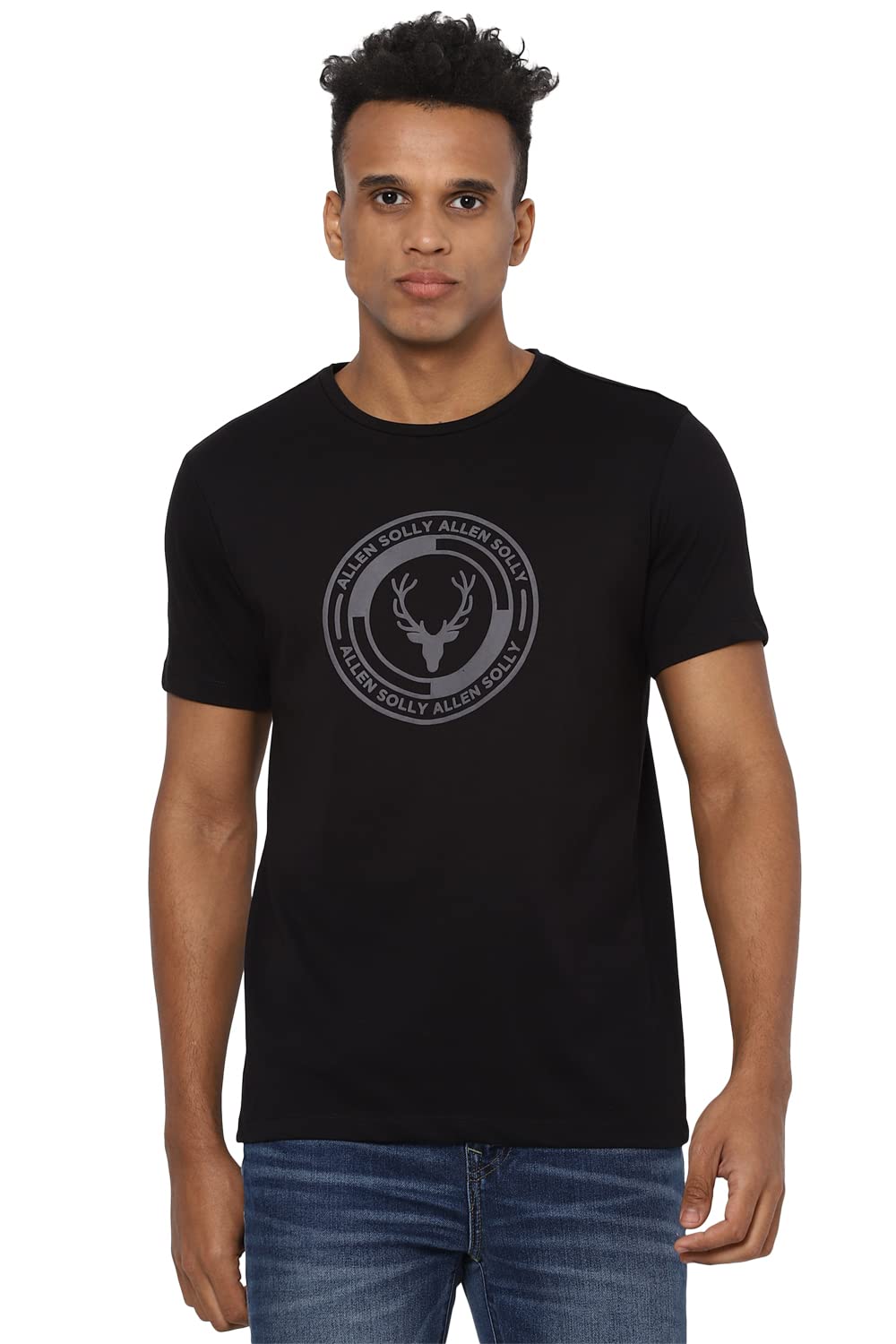 Allen Solly Men's Regular Fit T-Shirt (ALKCVSGFM96837_Black_Extra Large)