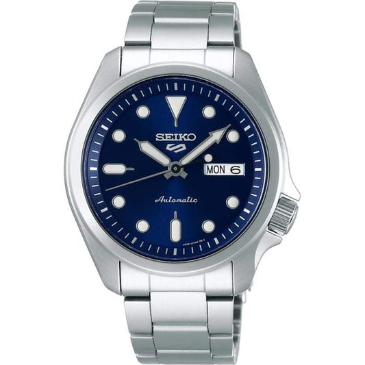 Seiko Analog Blue Dial Clear Band Men's Stainless Steel Watch-SRPE53K1