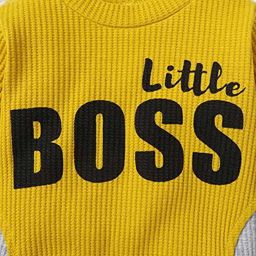 Hopscotch Boys Text Print Full-Sleeve Bodysuit In Yellow Color for Ages 0-3 Months