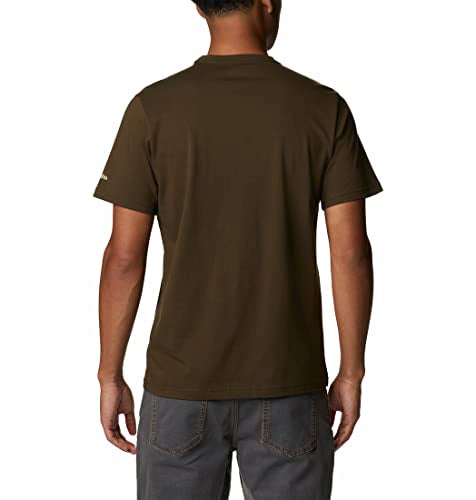 Columbia Mens Path Lake Graphic II T-Shirt, Olive Green, Peak2River Graphic, M
